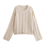 Sweater Irregular Twisted String Big Bowknot Section Beige Sweater