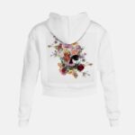 Jacki Easlick Floral Skull Cropped White Hoodie for Women 2