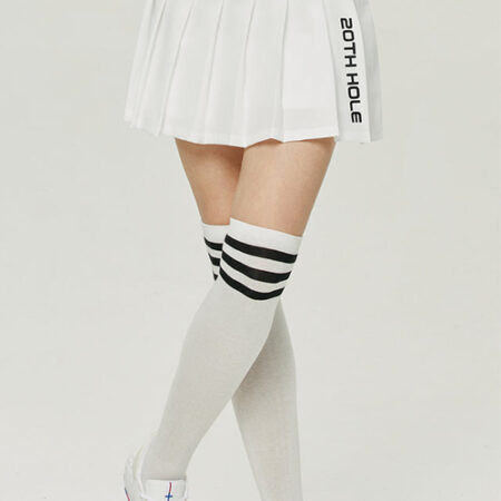 20th Hole Logo Color Combination Pleated White Skirt