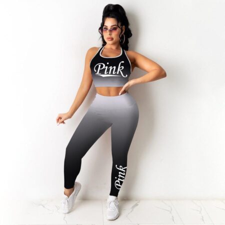 Womens Tracksuits Set Black/Red Long Pants Sport Outfits