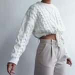 Twist Knitted Pullover Oversized White Sweater