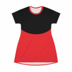 Womens Red T-shirt Dress Half Curve Black