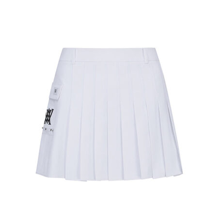 Women's Mini Pocket Point Pleated White Skirt