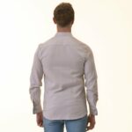 Gray with inside White Ptrined Double Cuff Shirt Mens Slim Fit