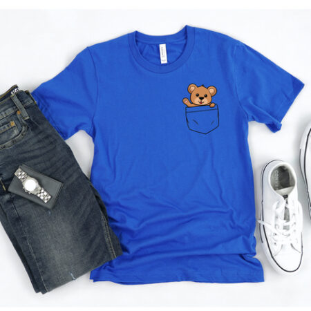 Bear Pocket Blue T-shirt Unisex