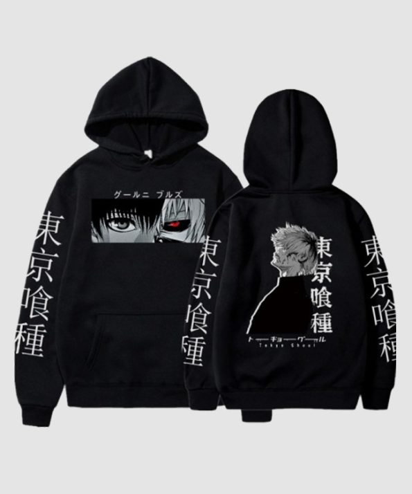 Anime Loose Velvet Hoodie Black for Men And Women