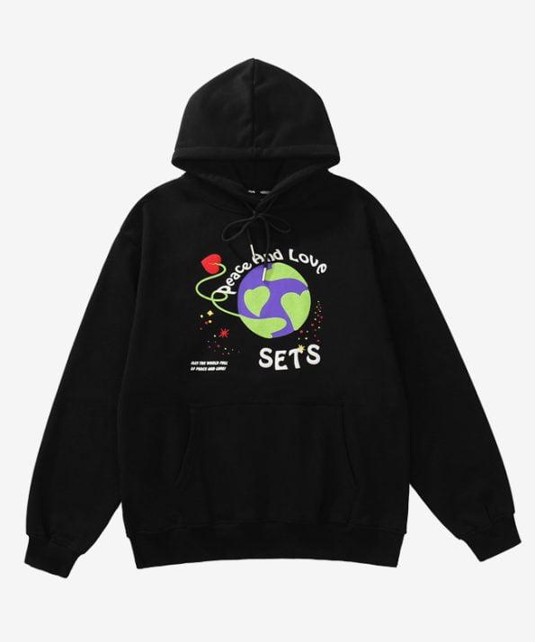 Black Earth Lovers Velvet Hoodie for Men