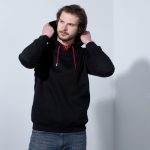 Black Hoodie with Colored drawstrings Pullover Casual Sweatshirts Front