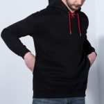 Black Hoodie with Colored drawstrings Pullover Casual Sweatshirts Front