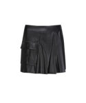 3S Eco Leather Pleats Black Skirt