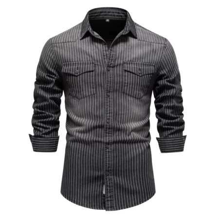 High Quality Elliot Slim Fit Long Sleeve Grey Shirt for Men