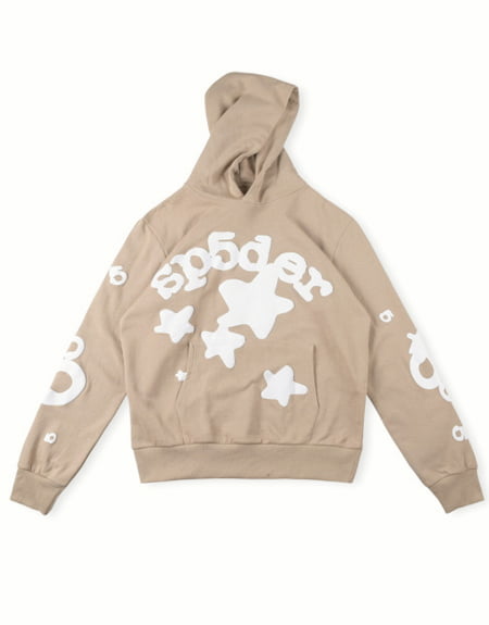 High Quality Printed Beige Hoodie for Men and Women