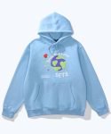 Light Blue Earth Lovers Velvet Hoodie for Men