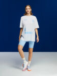 Printed Oversized White Blue Print T-Shirt for Women