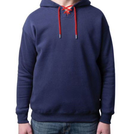 Navy Blue Hoodie with Colored drawstrings Pullover Casual Sweatshirts