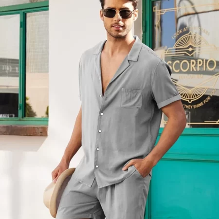 Premium New Linen Short Sleeve Grey Shirt for Men