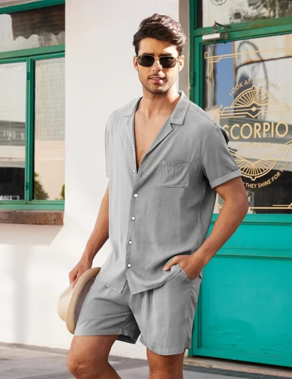 Premium New Linen Short Sleeve Grey Shirt for Men