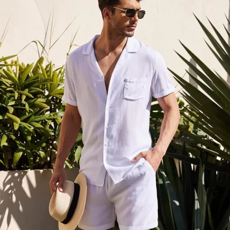 Premium New Linen Short Sleeve White Shirt for Men