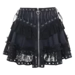 Gothic Skater Punk Vintage High Wasit Zipper Front Black Skirt Featured