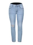 Hight Waist Casual Ripped Stretchy Skinny Blue  Jeans