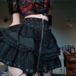 Gothic Skater Punk Vintage High Wasit Zipper Front Black Skirt Featured