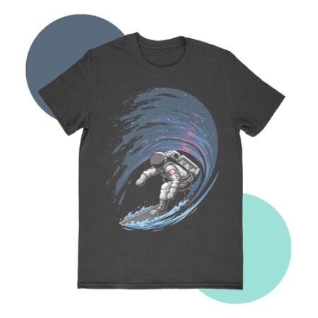 Space Surfeing Black T-shirt for Men