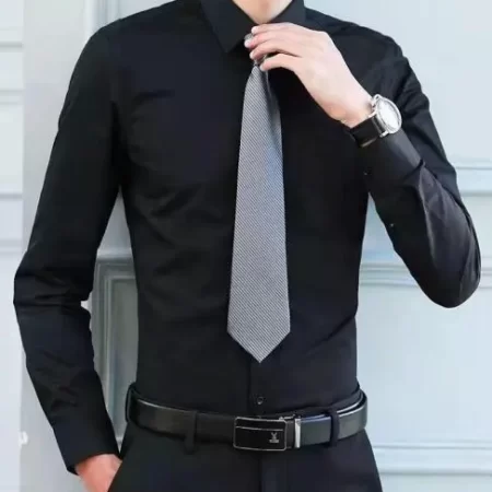 Spring Long-sleeved black Formal Shirt for Men