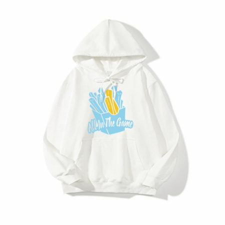White Loose Oversized Drop Shoulder Hoodie for Men and Women