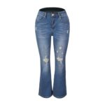 Flare Jeans Stretch Vintage Ripped Casual High Waist Jeans