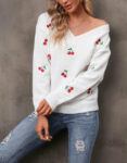 Casual Loose Knitted Bottoming White Sweater Featured