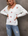 Casual Loose Knitted Bottoming White Sweater Featured