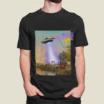 UFO Abducting Cow Short Sleeve T – Shirt for Men Featured