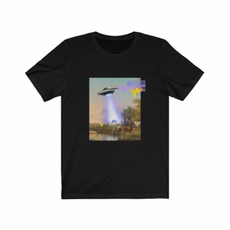 UFO Abducting Cow Short Sleeve T - Shirt for Men Featured