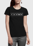 Founder Half Sleeves Women Black T-shirt