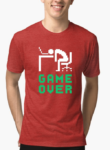 Game Over Half Sleeves Melange Red T-shirt