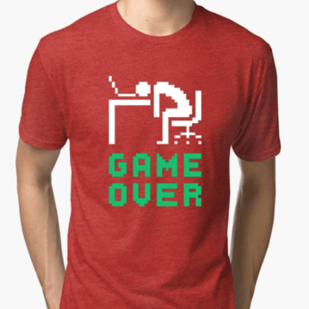 Game Over Half Sleeves Melange Red T-shirt