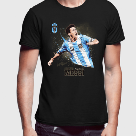 Messi Half Sleeves Black T-shirt