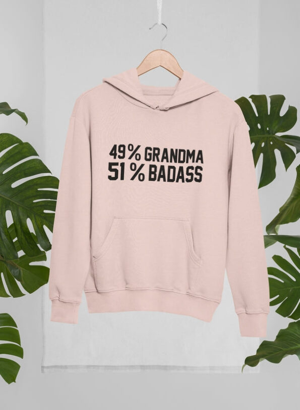 49% Grandma 51% Badass Beige Hoodie Unisex