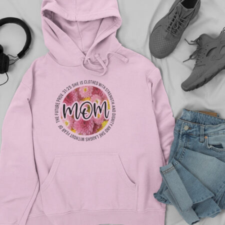 She Is Strong Proverbs Floral Mom Pink Hoodie