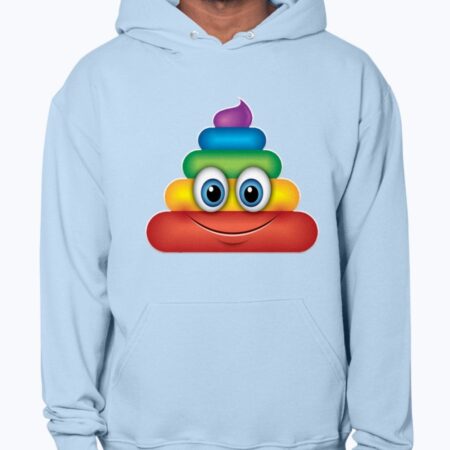 Rainbow Poop Emoji Light Blue Hoodie