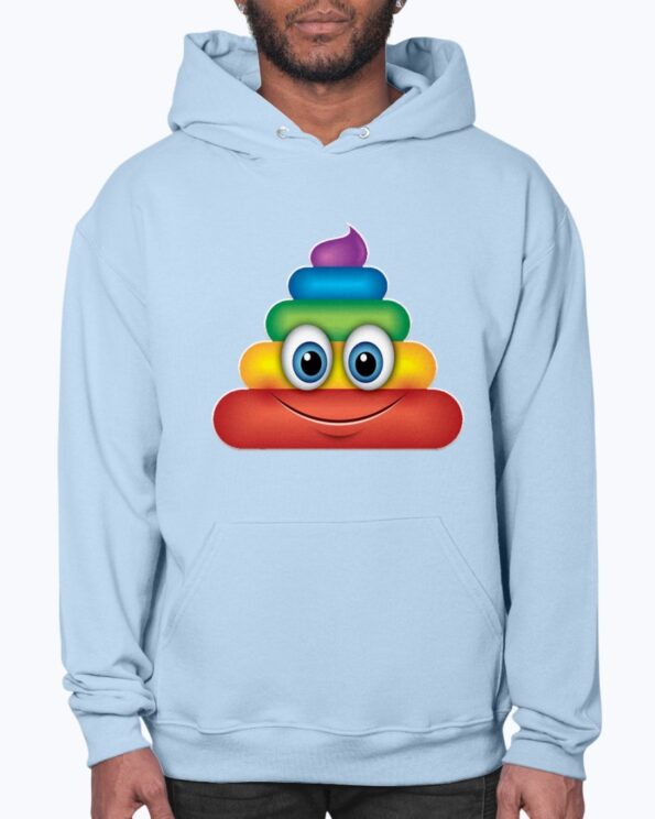 Rainbow Poop Emoji Light Blue Hoodie