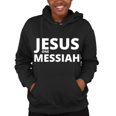 Womens Long Sleeve Hoodie Jesus One Messiah Black Hoodie