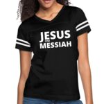 Womens Jesus One Messiah Sport Graphic Black T-shirt