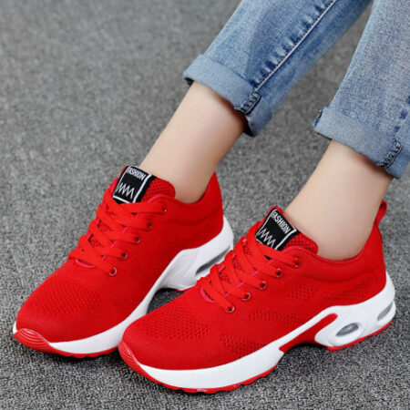 All Seasons Mesh Surface Breathable Light Sports Women's Red Shoes