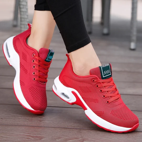 All Seasons Mesh Surface Breathable Light Sports Women's Red Shoes