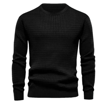Autumn and Winter Men's Loose Round Neck Versatile Casual Bottoming Black Sweatshirt