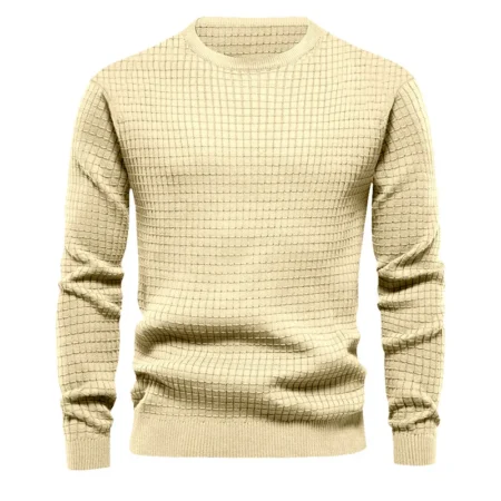 Autumn and Winter Men's Loose Round Neck Versatile Casual Bottoming beige Sweatshirt