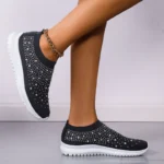 Black Rhinestone Elastic Sock Casual Men’s And Women’s Sports Shoes