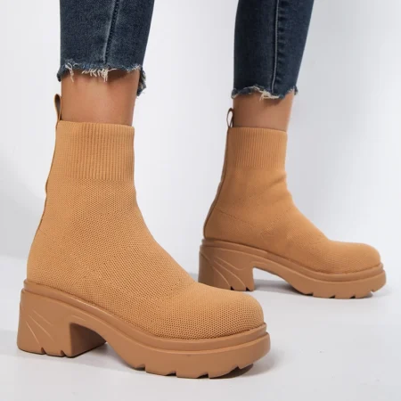 Camel Winter flying Mesh Boots Foreign Trade Plus-Size Women's Shoes