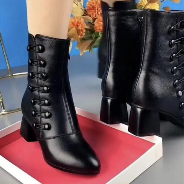 Chunky Black High Boots for Women